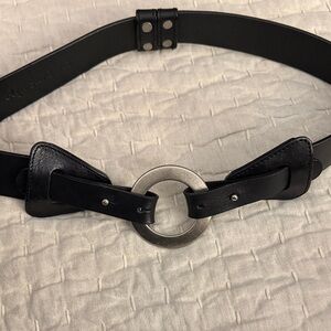 Olga Santini Black Belt with Silver Ring Buckle